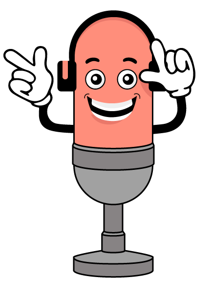 Maskot mikrofon Adapto melambaikan tangan